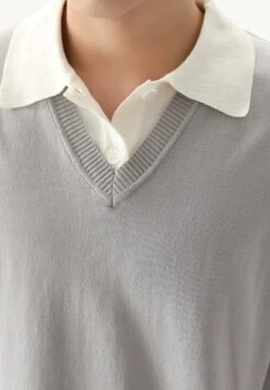 Ribbed Mock Two-Piece Vest Collared Shirt -Modern Wear Shop b6e6284ff043f52798c48be66b7000c1