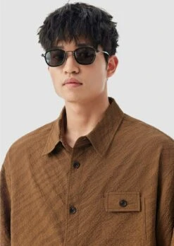 Boxy Textured Button-Up Shirt With Chest Pocket -Modern Wear Shop b6febb77a983514a97a63e4904978daa