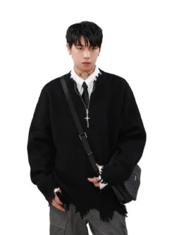 Distressed Ribbed Hem Half Cross Zip Fuzzy Sweater 18 Distressed Ribbed Hem Half Cross Zip Fuzzy Sweater -Modern Wear Shop b7412406ca0bd1ca8494312c3ef800b4