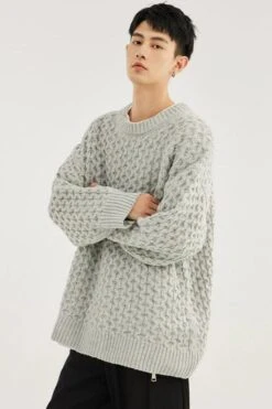 Cable Knit Ribbed Trim Sweatshirt -Modern Wear Shop b74200ded04d67c089134c0efc1061fe