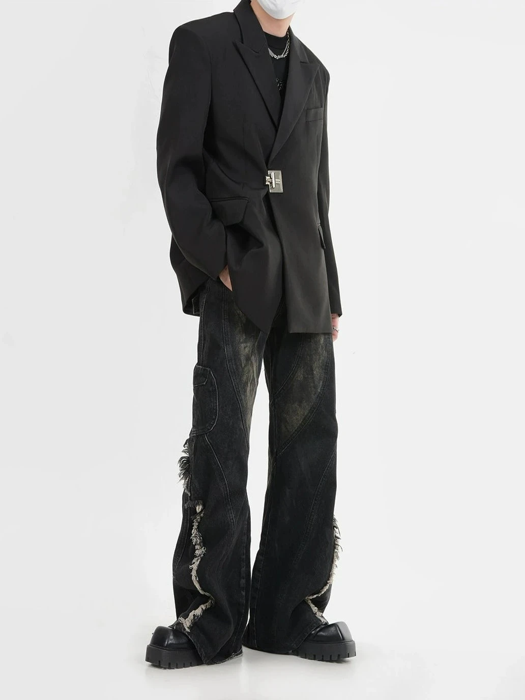 Buckle Detail Oversized Blazer Jacket 7 Buckle Detail Oversized Blazer Jacket - Image 7