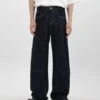 Contrast Stitch Wide-Leg Denim Jeans