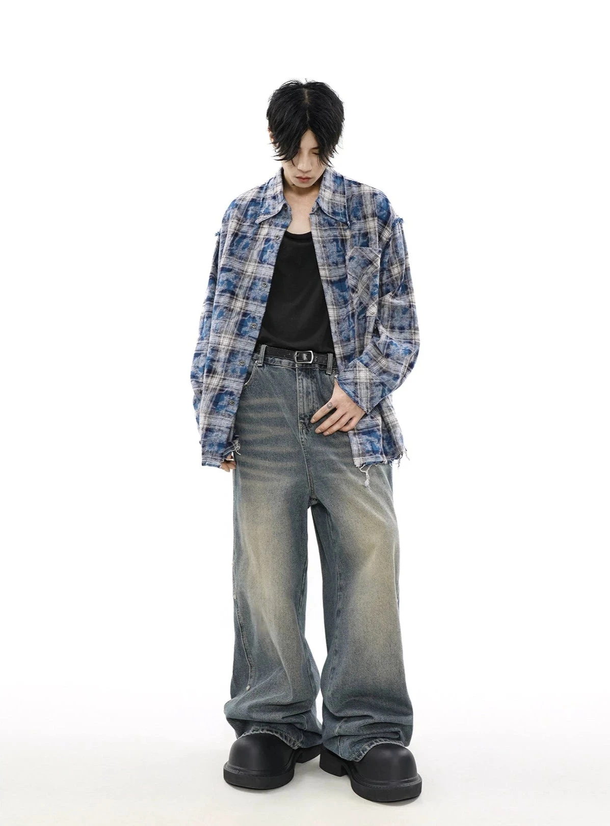 Plaid Tye-Dye Print Flannel Shirt 12 Plaid Tye-Dye Print Flannel Shirt - Image 12