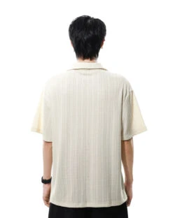 Textured Knit V-Neck Polo Collar Short Sleeve Top -Modern Wear Shop b86fa77284b762a072be3f401d47267b