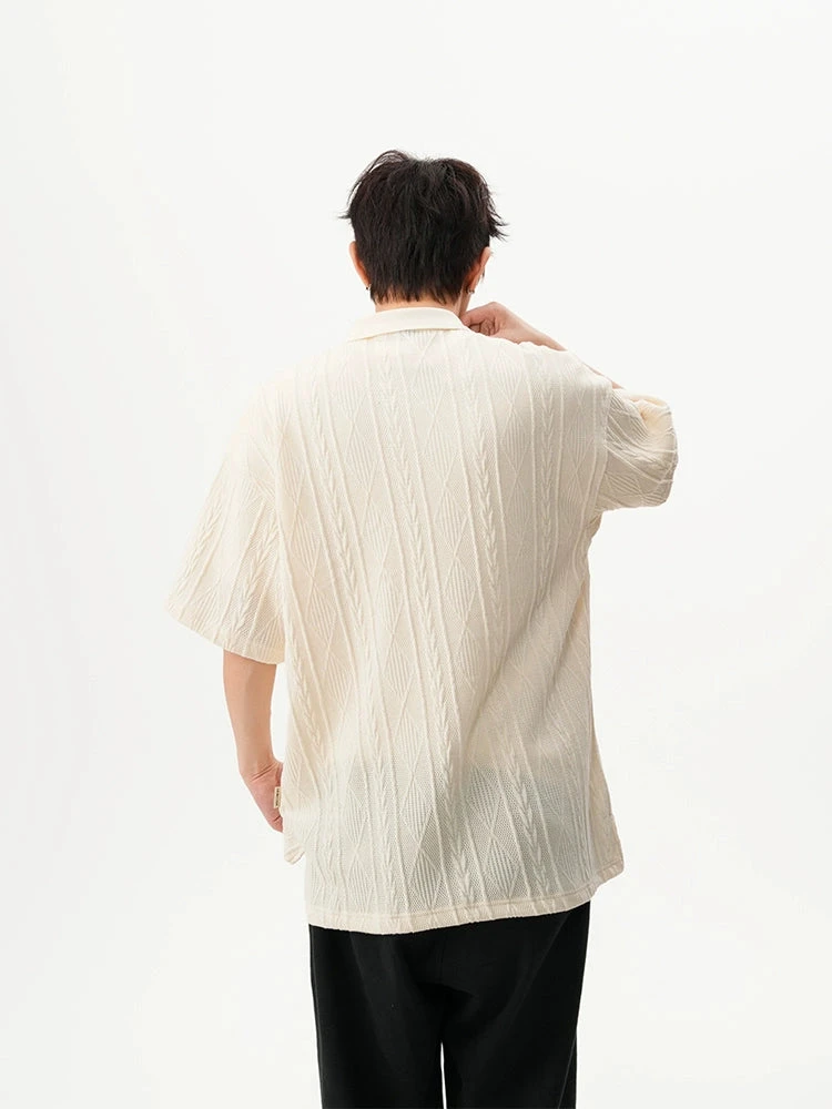 Textured Knit Short Sleeve Polo Shirt 6 Textured Knit Short Sleeve Polo Shirt - Image 6