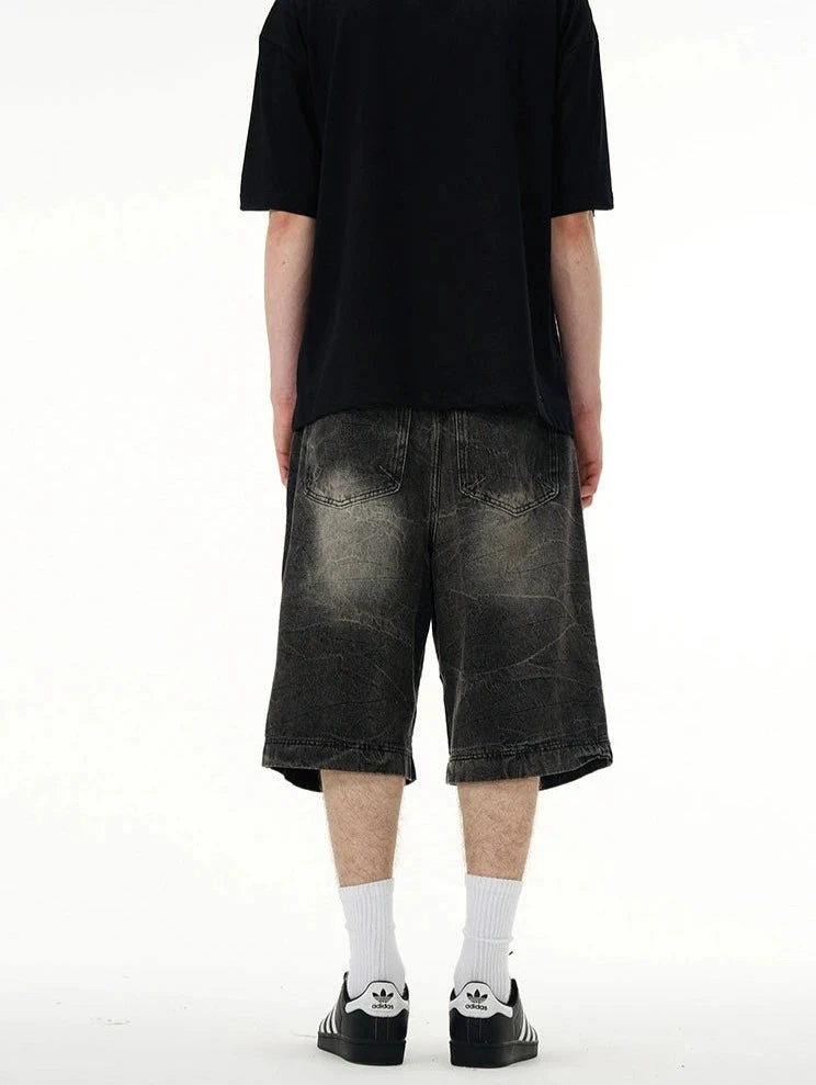 Slim Faded Denim Knee-Length Straight Shorts 7 Slim Faded Denim Knee-Length Straight Shorts - Image 7