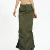 Adjustable Drawstring Midi Cargo Skirt