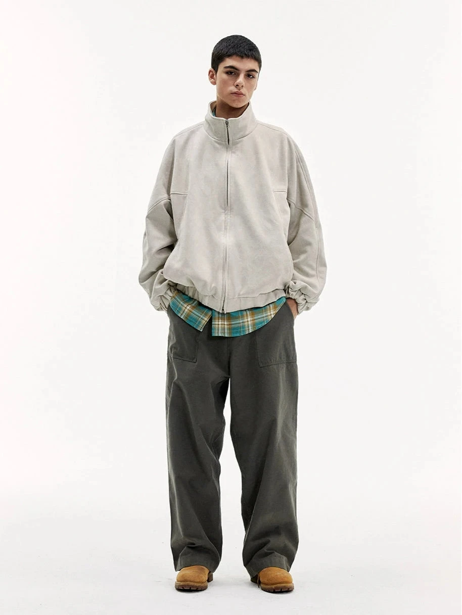 Stand Collar Zip-Up Sweatshirt Jacket With Elastic Hem 7 Stand Collar Zip-Up Sweatshirt Jacket With Elastic Hem - Image 7