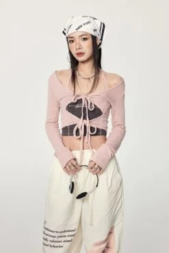 Long Sleeve Crop Top With Lace-Up Detail 28 Long Sleeve Crop Top With Lace-Up Detail -Modern Wear Shop b963f12f91c2284554eba69580df4c00