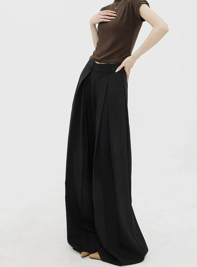 Wide Leg Criss-Cross Pleated Palazzo Trousers 17 Wide Leg Criss-Cross Pleated Palazzo Trousers - Image 17