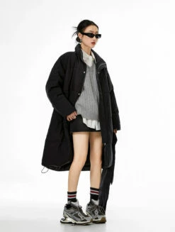 Oversized Stand Collar Puffer Coat With Scarf -Modern Wear Shop b9a2e61d16ee5ceaece4dd736b651cdf