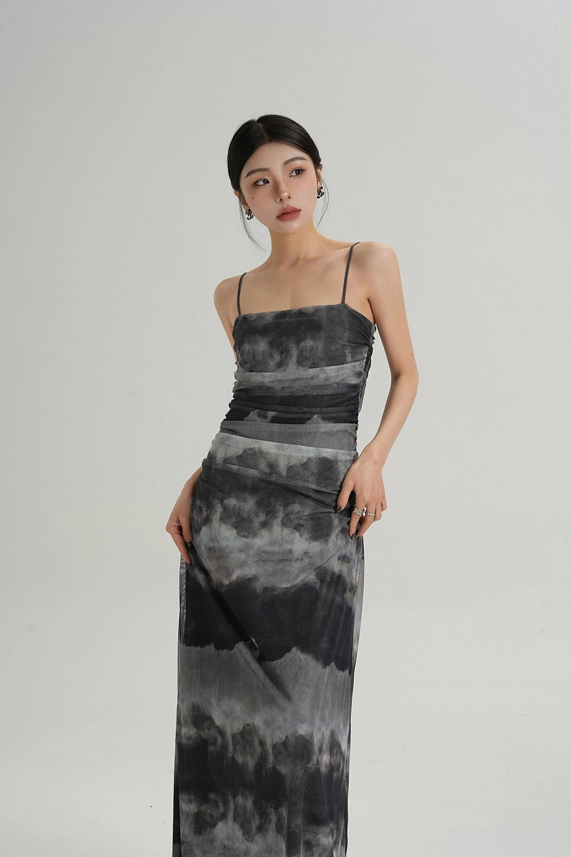 Spaghetti Strap Ruched Tie-Dye Maxi Dress 6 Spaghetti Strap Ruched Tie-Dye Maxi Dress - Image 6