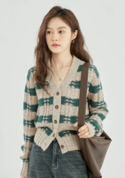 Stripe Crosshatch Ribbed Knit Cardigan -Modern Wear Shop b9b27a1498d7ca90e79de947747e5530