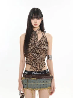Leopard Print Halter Neck Tie-Back Crop Cami Top -Modern Wear Shop b9b8f9bf4f90fc871f0dbbcaae0a7d37