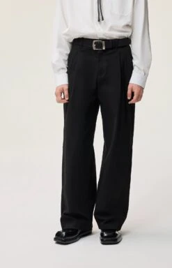 Straight Leg Pleated Trousers With Button Waist And Belt Loops -Modern Wear Shop ba39a9210d1b19bbd832f7113cee86b0
