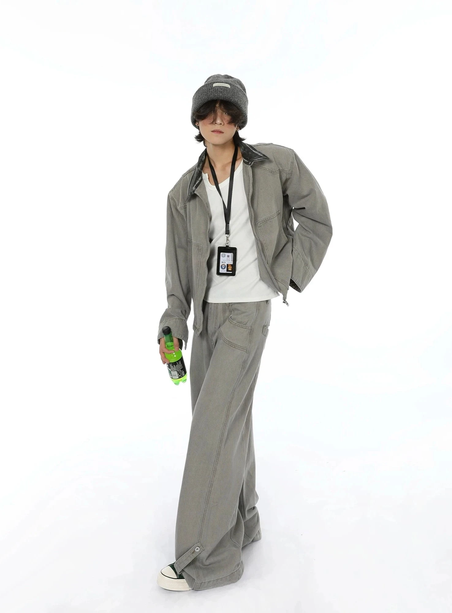 Oversized Wide-Fit Washout Denim Jacket And Wide-Leg Jeans Set 5 Oversized Wide-Fit Washout Denim Jacket And Wide-Leg Jeans Set - Image 5