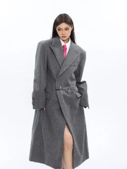 Long Double-Breasted Coat With Silver Accents 24 Long Double-Breasted Coat With Silver Accents -Modern Wear Shop ba8f68004fcb14847473a648143efa65