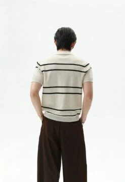 Textured Knit Polo Shirt With Horizontal Stripes -Modern Wear Shop baafe98528ff6a7068f20e19c52ce918