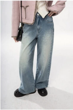 Straight Leg Faded Wash Minimal Jeans -Modern Wear Shop bacab976907dac695fed80b0a2e95db5