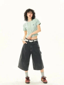 Wide Leg Bermuda Denim Shorts With Side Loop 21 Wide Leg Bermuda Denim Shorts With Side Loop -Modern Wear Shop bacd6d37dbc54233a7dba575ca340beb