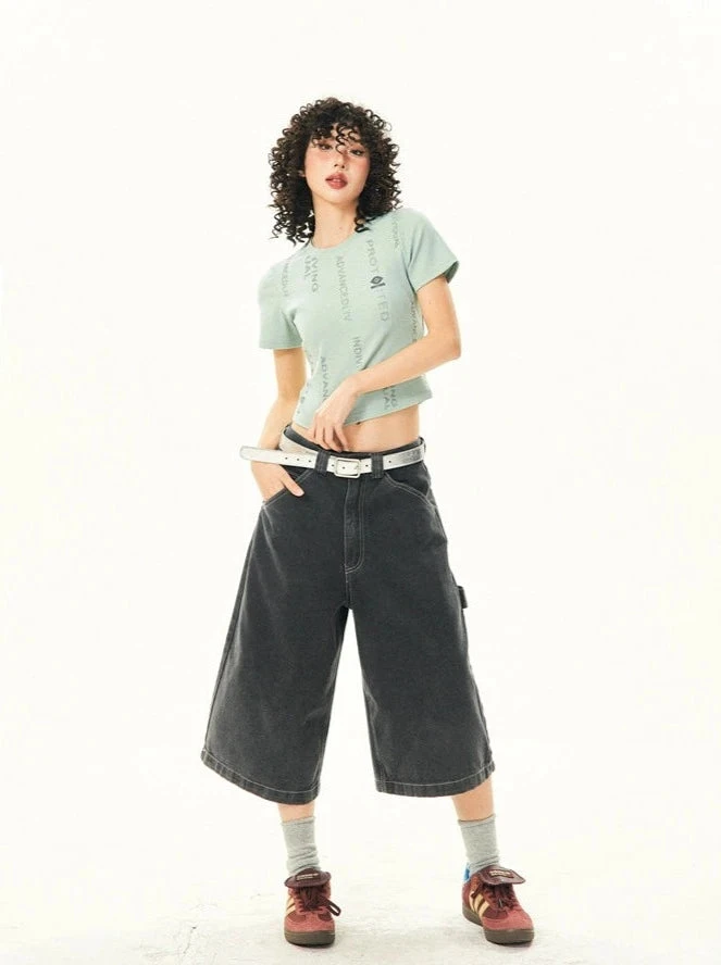 Wide Leg Bermuda Denim Shorts With Side Loop 11 Wide Leg Bermuda Denim Shorts With Side Loop - Image 11