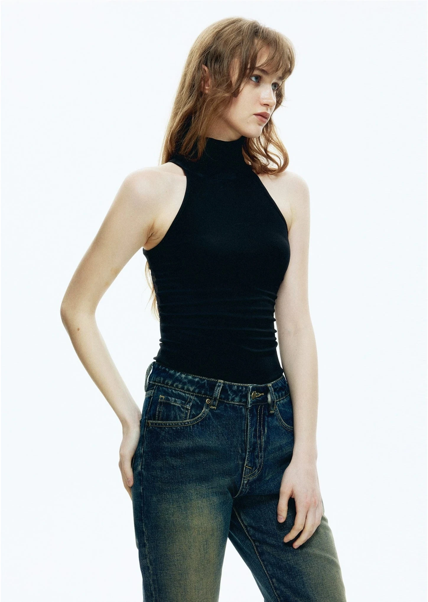 Lace-Back Ribbed Turtleneck Sleeveless Tank Top 10 Lace-Back Ribbed Turtleneck Sleeveless Tank Top - Image 10