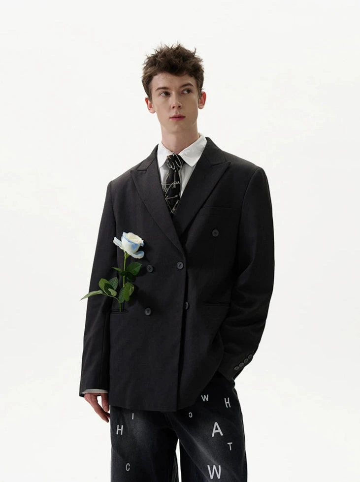 Oversized Classic Double-Breasted Blazer Suit 2 Oversized Classic Double-Breasted Blazer Suit - Image 2