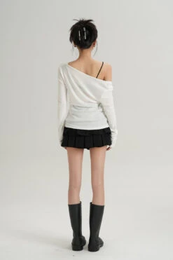 Asymmetric Single-Strap Off-Shoulder Long Sleeve Top -Modern Wear Shop bb3614ff954196fc5b9190833ae9de9f