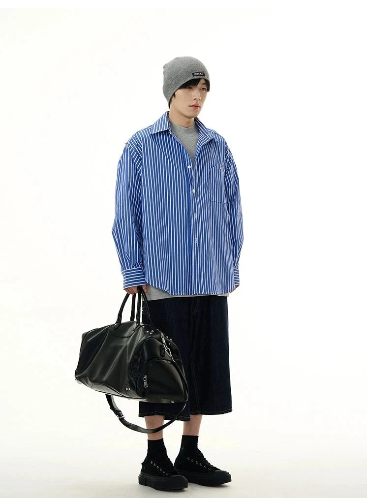 Oversized Boxy Striped Button-Down Shirt 5 Oversized Boxy Striped Button-Down Shirt - Image 5