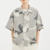 Abstract Print Short Sleeve Button Shirt