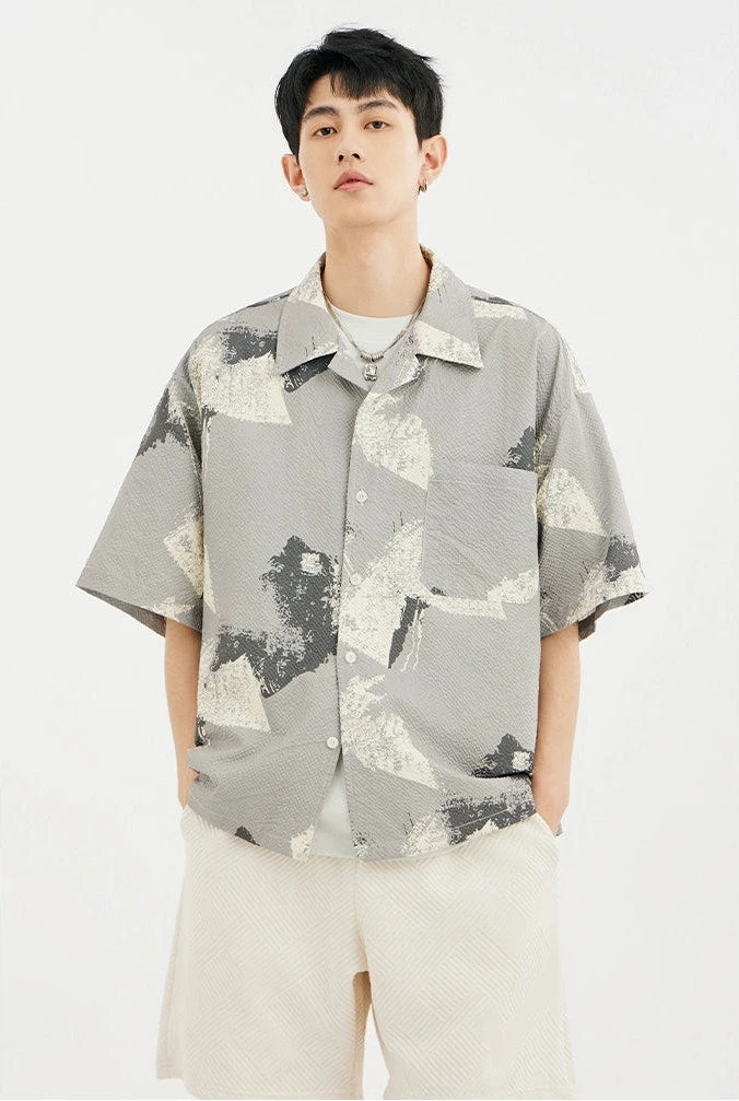 Abstract Print Short Sleeve Button Shirt 1 Abstract Print Short Sleeve Button Shirt