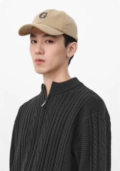 Cable Knit Zip-Up Mock Neck Sweater -Modern Wear Shop bc1230e9657408606d04c6378ab68726