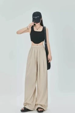 Elastic Waist Pleated Trousers With Pockets -Modern Wear Shop bc3fb15d8b93cc12522ac42fb56df7c0