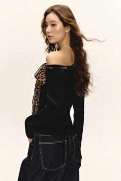 One-Shoulder Ribbed Top With Leopard Print Bow Detail 17 One-Shoulder Ribbed Top With Leopard Print Bow Detail -Modern Wear Shop bc62b224f6aed35c56ecc939c7a450de