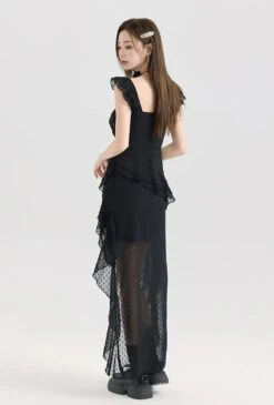 Tiered Ruffle Midi Dress With Floral Detail -Modern Wear Shop bcd158d2f17e27b7d82d1b3d94399ea2