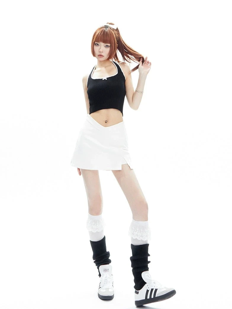 Asymmetric V-Cut Mini Skirt With Side Slit 5 Asymmetric V-Cut Mini Skirt With Side Slit - Image 5