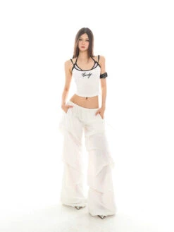Wide Leg Lightweight Pleated Pants With Elastic Waist -Modern Wear Shop bd163a27d863dc5d0b7791479c8030b5