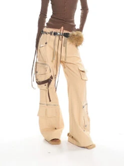 Wide-Leg Low Waist Cargo Pants With Multi-Pocket Detail -Modern Wear Shop bd1dff37c52a11f9b73c496f81fcaacf