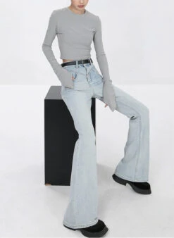 Skinny Flared Denim Jeans With Waist Stitch Detail -Modern Wear Shop bd305791043dea7b63f9b13beeb06dda
