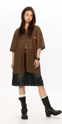 Open Stitch Argyle Pattern Button Top -Modern Wear Shop bd44349e6a1e59ac21da37bc8d2eaea4