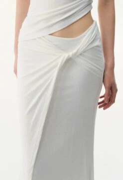 One Shoulder Asymmetric Ruched Top And Twist Wrap Maxi Skirt Two-Piece Set -Modern Wear Shop bd6394899b40dd84e3799d36d4d8c341
