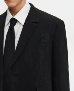 Notched Lapel Mid Crop Blazer With Embroidery Detail -Modern Wear Shop bd6f3420171f6dfbb3aefc25ae3e434a