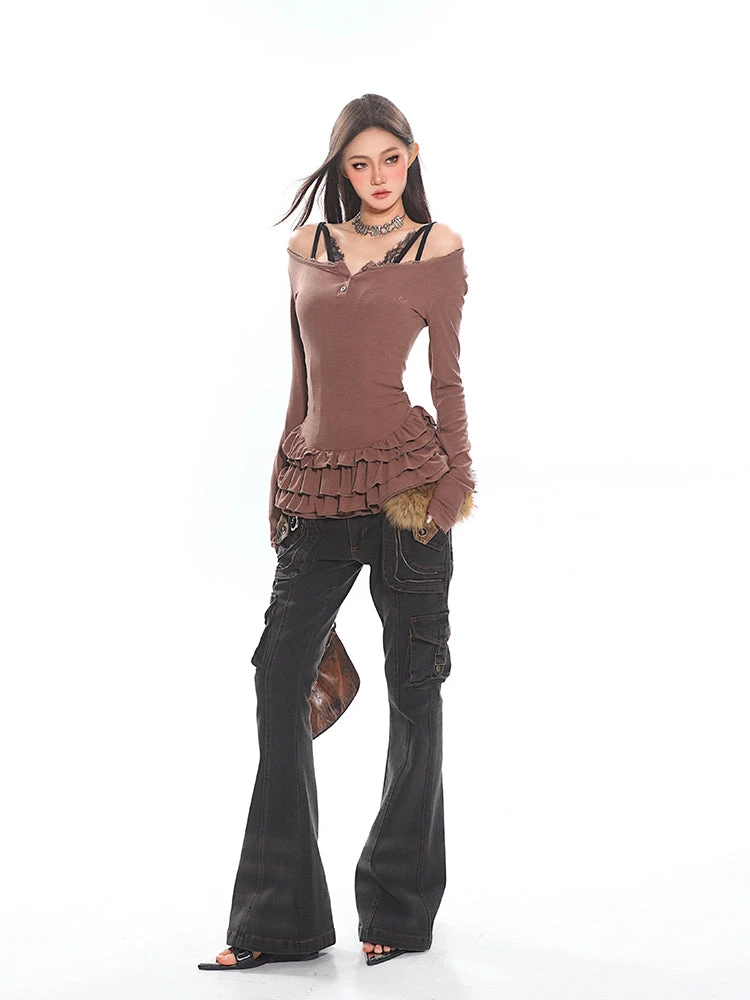 Tiered Ruffle Long Sleeve Mini Dress With Lace Trim 13 Tiered Ruffle Long Sleeve Mini Dress With Lace Trim - Image 13