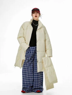 Oversized Stand Collar Puffer Coat With Scarf -Modern Wear Shop bdb03c36bb56c0e21cf7250c6e025805