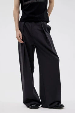 Pinstripe Texture Pleated Wide Leg Trousers -Modern Wear Shop bdef88b2d05e967045b98302699a1818