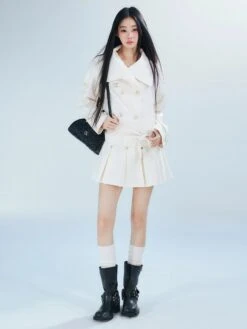 Double-Breasted Cropped Trench Coat With Belt Detail -Modern Wear Shop bdf82f2d19dfe55feaf6ff7ae3bc6d52