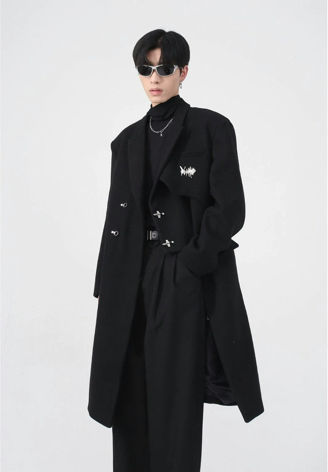 Asymmetric Oversized Faux-Woolen Coat With Metal Buckle 2 Asymmetric Oversized Faux-Woolen Coat With Metal Buckle - Image 2