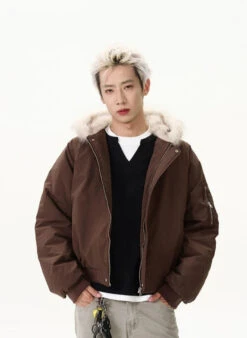 Pinstripe Bomber Jacket With Faux Fur Collar -Modern Wear Shop be62fe073958f35681bc821f088153cb