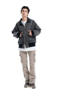 Contrast Stitch Denim Cargo Jacket With Flap Pockets -Modern Wear Shop bed5cb28d2b2eed80abd01a8773f2a1a