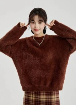 Fuzzy Oversized Round Neck Sweater -Modern Wear Shop bee9ac21042b835863a0c2b269a1da77
